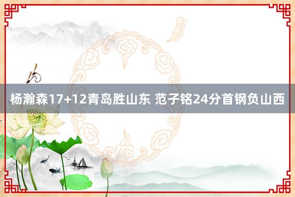 杨瀚森17+12青岛胜山东 范子铭24分首钢负山西