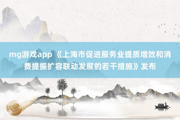 mg游戏app 《上海市促进服务业提质增效和消费提振扩容联动发展的若干措施》发布