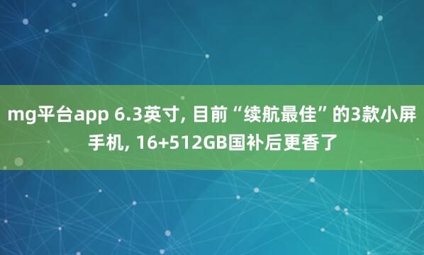 mg平台app 6.3英寸, 目前“续航最佳”的3款小屏手机, 16+512GB国补后更香了