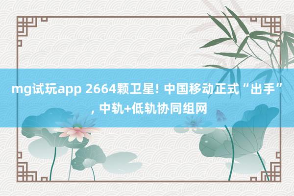 mg试玩app 2664颗卫星! 中国移动正式“出手” , 中轨+低轨协同组网