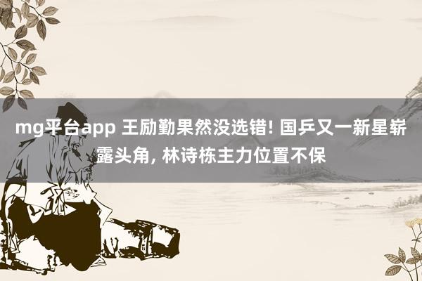 mg平台app 王励勤果然没选错! 国乒又一新星崭露头角, 林诗栋主力位置不保