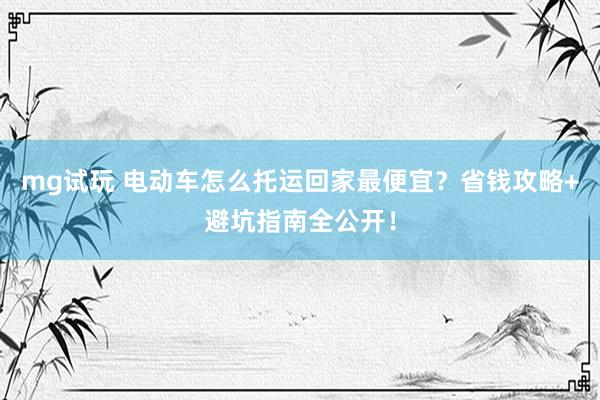mg试玩 电动车怎么托运回家最便宜？省钱攻略+避坑指南全公开！