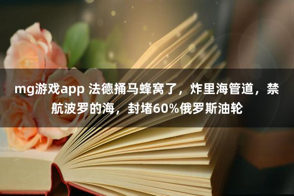 mg游戏app 法德捅马蜂窝了，炸里海管道，禁航波罗的海，封堵60%俄罗斯油轮