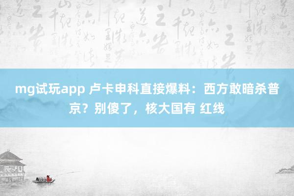 mg试玩app 卢卡申科直接爆料：西方敢暗杀普京？别傻了，核大国有 红线
