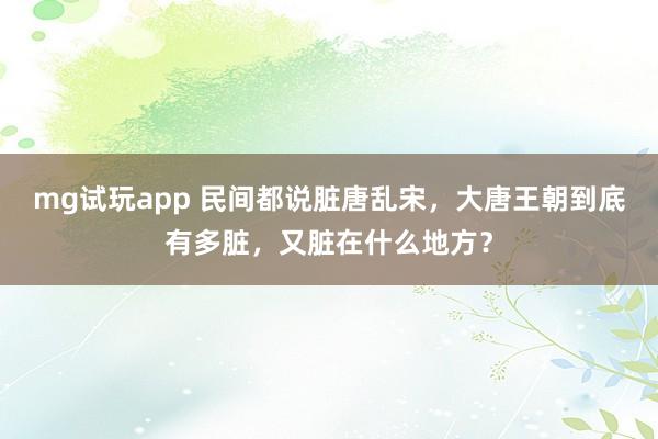 mg试玩app 民间都说脏唐乱宋，大唐王朝到底有多脏，又脏在什么地方？