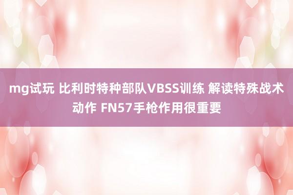 mg试玩 比利时特种部队VBSS训练 解读特殊战术动作 FN57手枪作用很重要