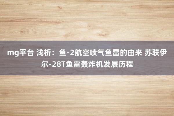 mg平台 浅析:鱼-2航空喷气鱼雷的由来 苏联伊尔-28T鱼雷轰炸机发展历程