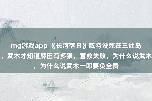 mg游戏app 《长河落日》威特没死在三灶岛，却死在上海，武木才知道藤田有多狠，营救失败，为什么说武木一郎要负全责