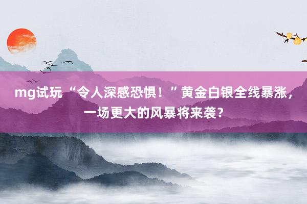 mg试玩 “令人深感恐惧！”黄金白银全线暴涨，一场更大的风暴将来袭？