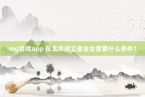 mg游戏app 在北京成立基金会需要什么条件？