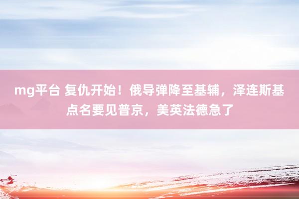 mg平台 复仇开始！俄导弹降至基辅，泽连斯基点名要见普京，美英法德急了