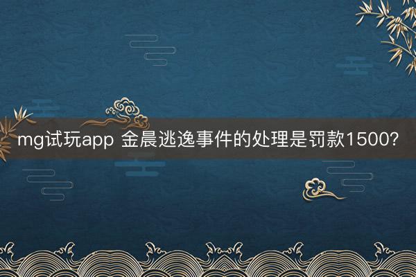 mg试玩app 金晨逃逸事件的处理是罚款1500？