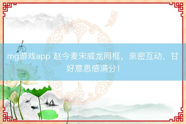 mg游戏app 赵今麦宋威龙同框,亲密互动,甘好意思感满分!