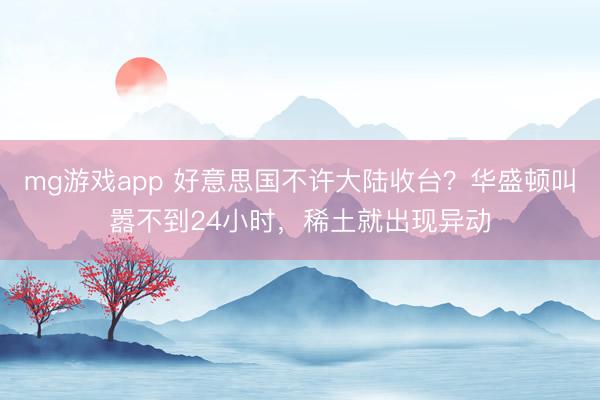mg游戏app 好意思国不许大陆收台？华盛顿叫嚣不到24小时，稀土就出现异动
